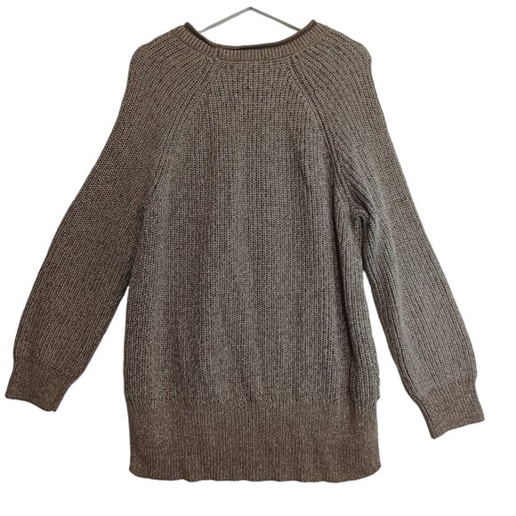 Ellen Tracy Sweater Chunky Knit Pullover Cotton Blend Oatmeal Marl Womens XL - Picture 9 of 10